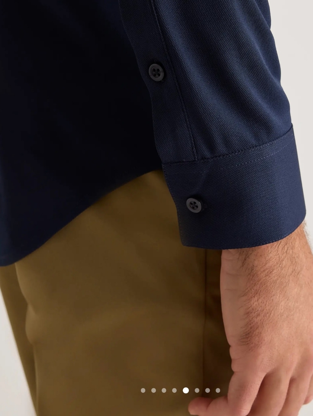 NWT QUINCE Commuter Stetch Pique Men's Long Sleeve Button Down, Navy Blue - Picture 3 of 4
